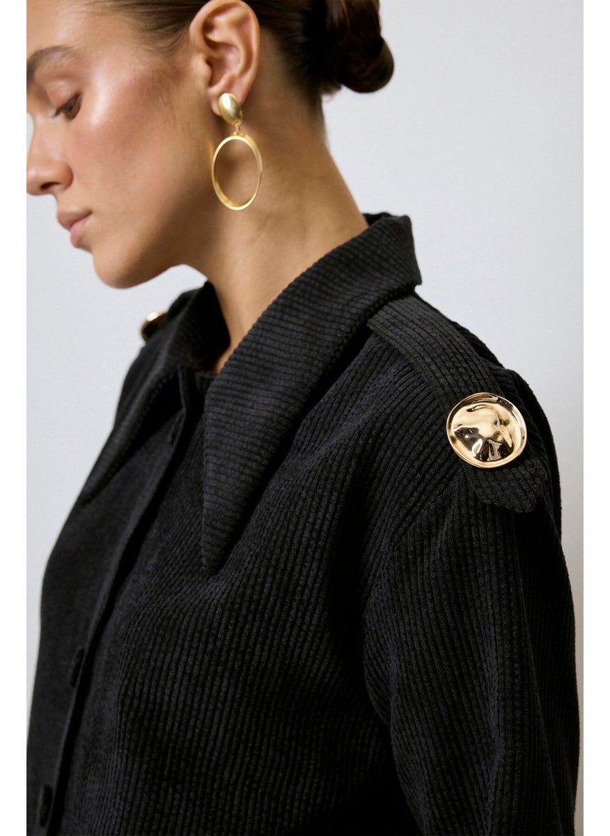 Epaulette Detailed Corduroy Shirt