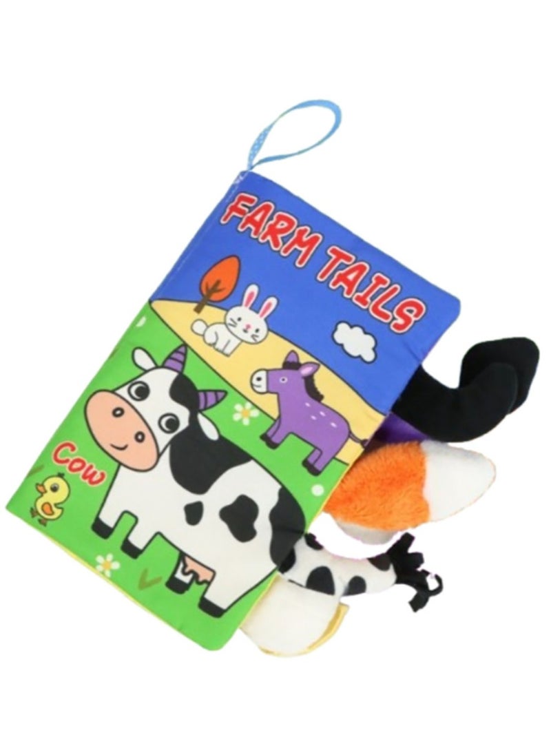 Baby Animal Tail Cloth Book Educational Toy Book Tear-resistant Baby Cloth Book Enlightenment Early Education Toy Book,Farm