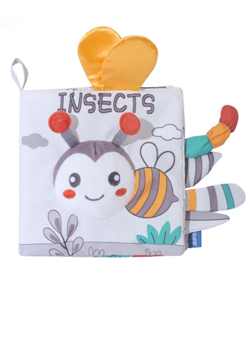 Baby Animal Tail Cloth Book Educational Toy Book Tear-resistant Baby Cloth Book Enlightenment Early Education Toy Book,Bee Tail