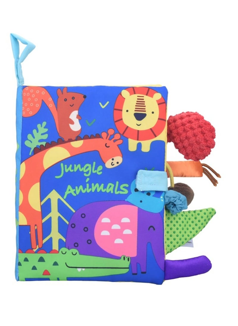 Baby Animal Tail Cloth Book Educational Toy Book Tear-resistant Baby Cloth Book Enlightenment Early Education Toy Book,Jungle Tail