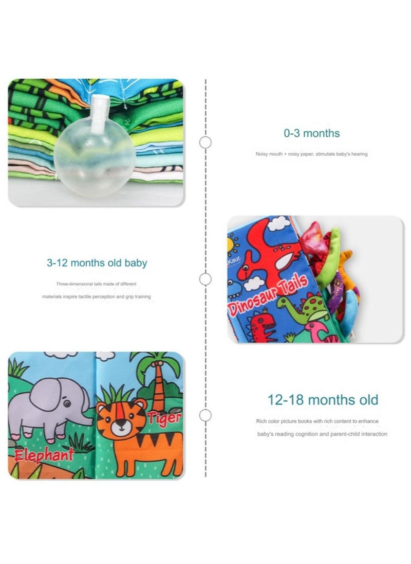 Baby Animal Tail Cloth Book Educational Toy Book Tear-resistant Baby Cloth Book Enlightenment Early Education Toy Book,Jungle Tail