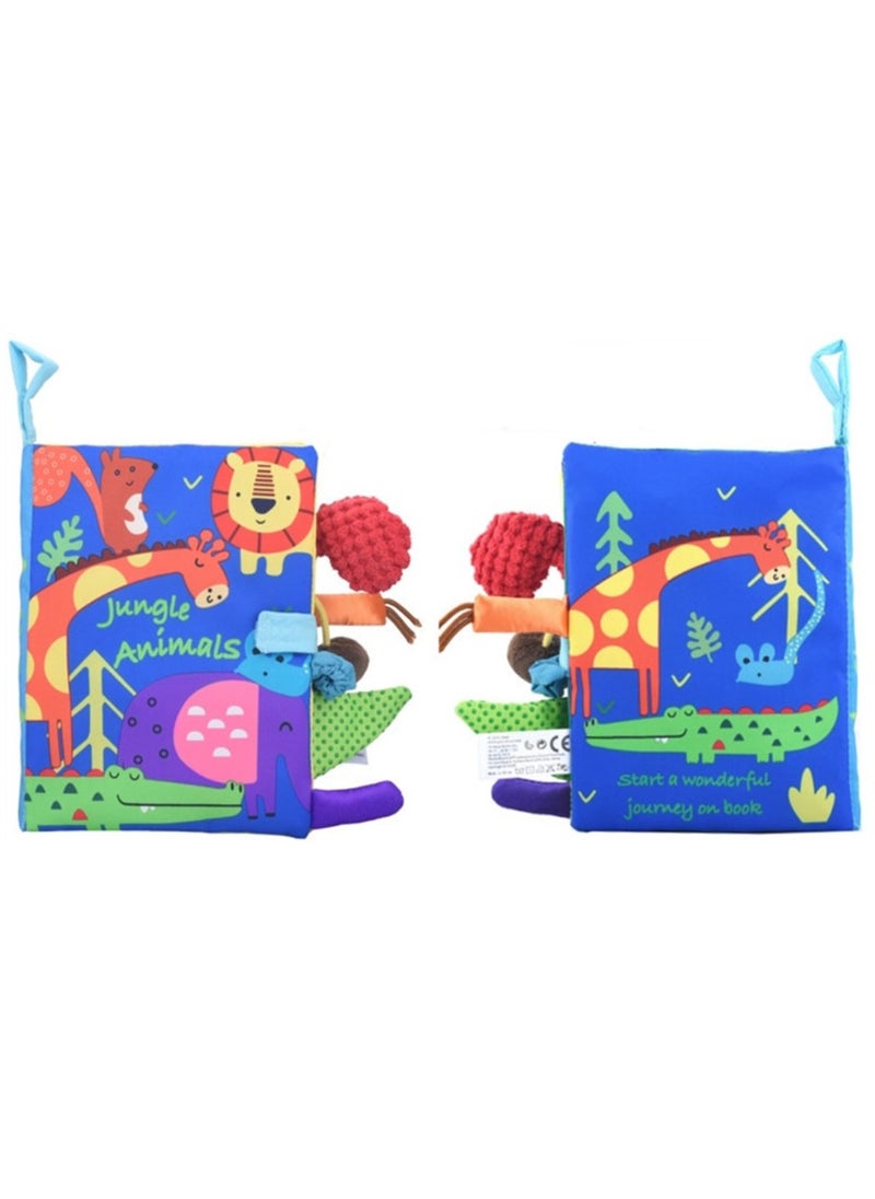 Baby Animal Tail Cloth Book Educational Toy Book Tear-resistant Baby Cloth Book Enlightenment Early Education Toy Book,Jungle Tail