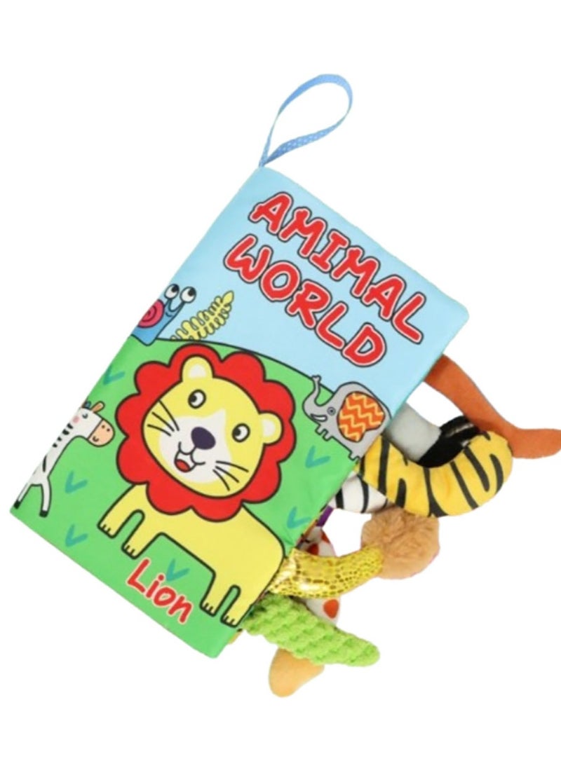 Baby Animal Tail Cloth Book Educational Toy Book Tear-resistant Baby Cloth Book Enlightenment Early Education Toy Book,Jungle