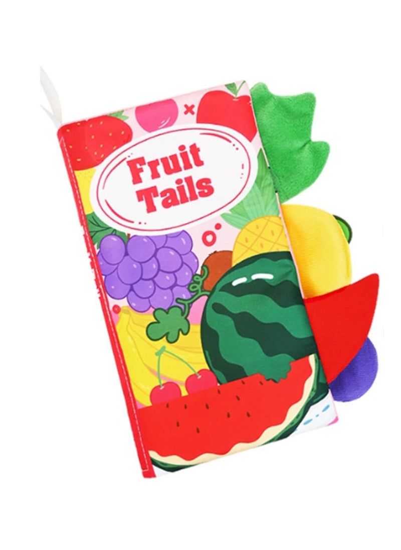 Baby Animal Tail Cloth Book Educational Toy Book Tear-resistant Baby Cloth Book Enlightenment Early Education Toy Book,Fruit tail