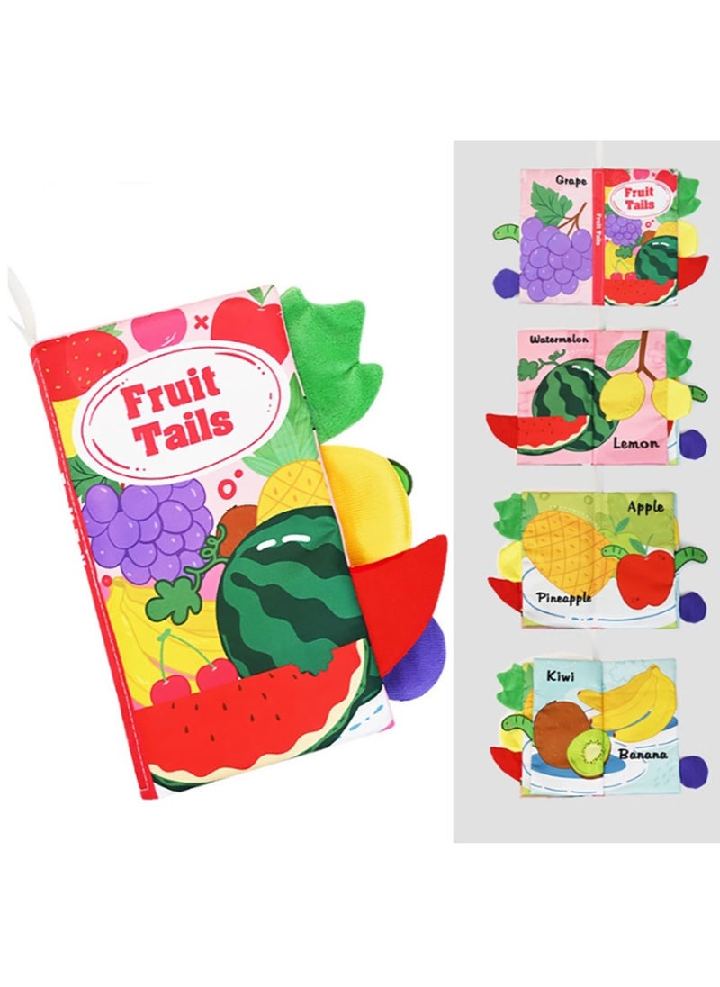 Baby Animal Tail Cloth Book Educational Toy Book Tear-resistant Baby Cloth Book Enlightenment Early Education Toy Book,Fruit tail