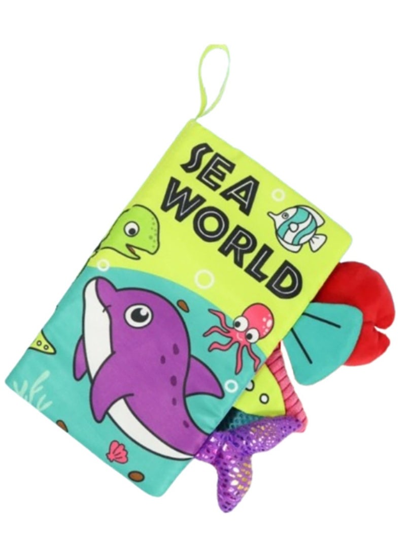 Baby Animal Tail Cloth Book Educational Toy Book Tear-resistant Baby Cloth Book Enlightenment Early Education Toy Book,Ocean