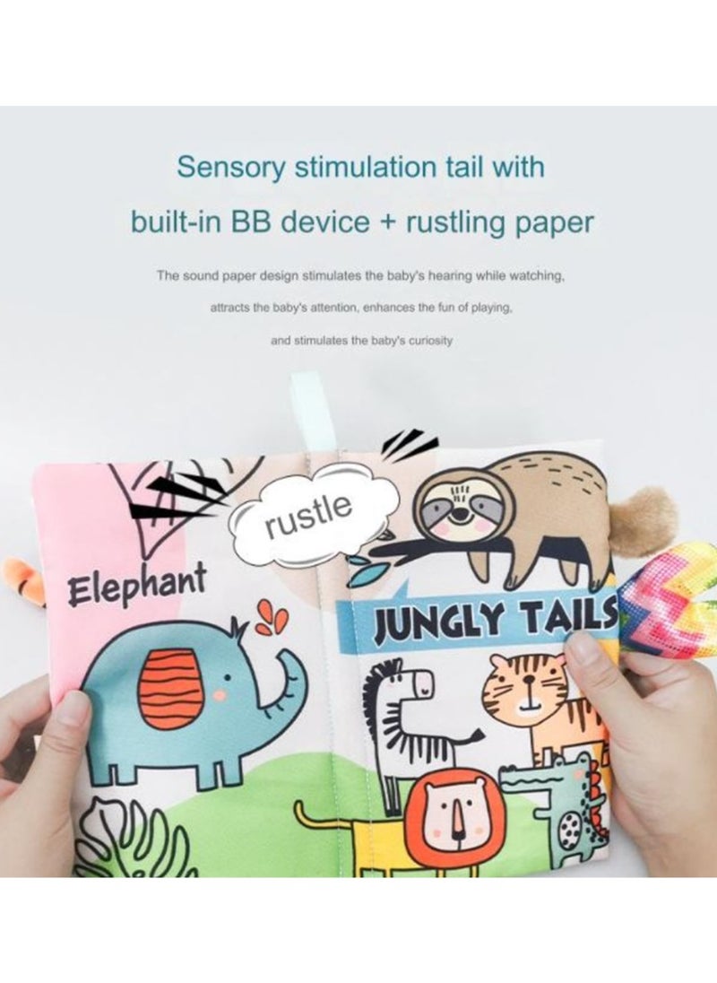 Baby Animal Tail Cloth Book Educational Toy Book Tear-resistant Baby Cloth Book Enlightenment Early Education Toy Book,Dinosaur Tail