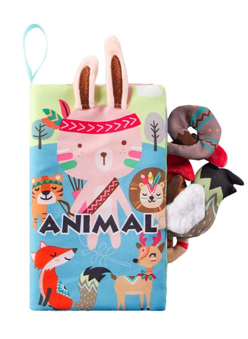 Baby Animal Tail Cloth Book Educational Toy Book Tear-resistant Baby Cloth Book Enlightenment Early Education Toy Book,Rabbit