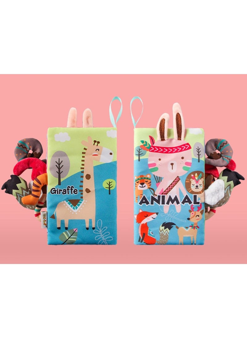 Baby Animal Tail Cloth Book Educational Toy Book Tear-resistant Baby Cloth Book Enlightenment Early Education Toy Book,Rabbit