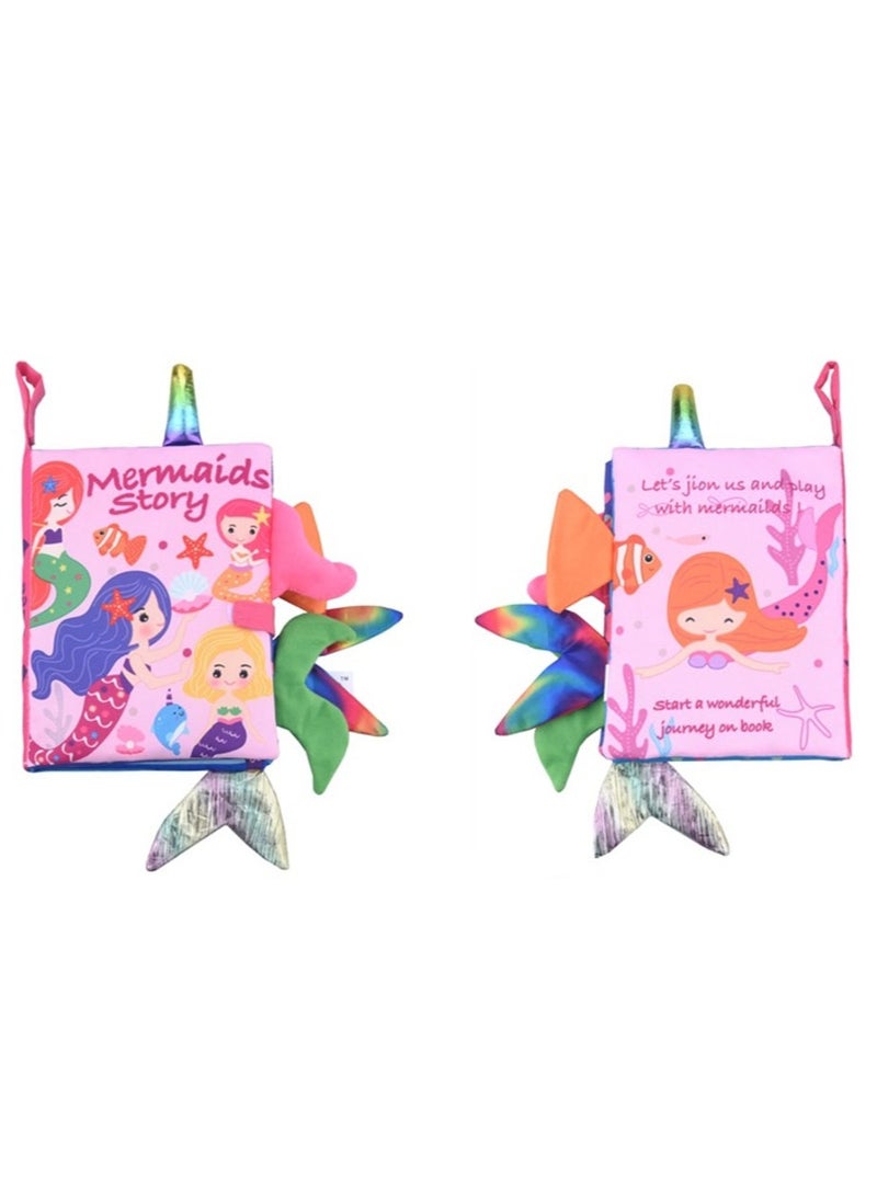 Baby Animal Tail Cloth Book Educational Toy Book Tear-resistant Baby Cloth Book Enlightenment Early Education Toy Book,Mermaid Tail