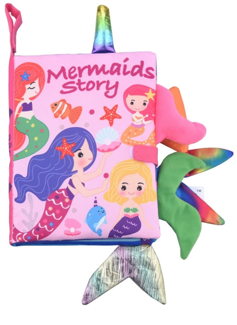 Baby Animal Tail Cloth Book Educational Toy Book Tear-resistant Baby Cloth Book Enlightenment Early Education Toy Book,Mermaid Tail