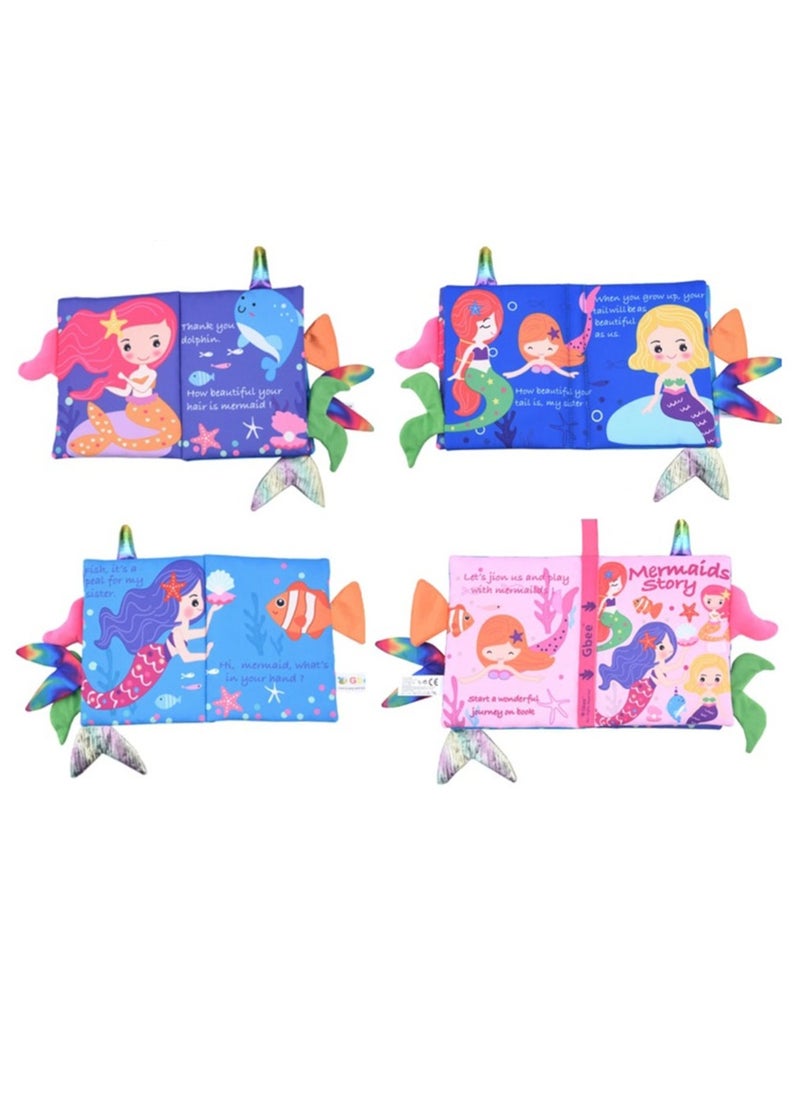 Baby Animal Tail Cloth Book Educational Toy Book Tear-resistant Baby Cloth Book Enlightenment Early Education Toy Book,Mermaid Tail