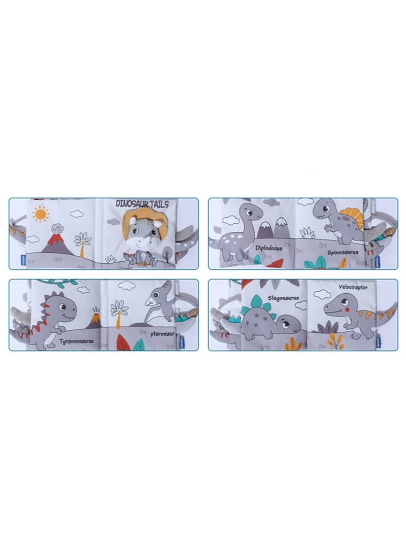 Baby Animal Tail Cloth Book Educational Toy Book Tear-resistant Baby Cloth Book Enlightenment Early Education Toy Book,Nordic Style Dinosaur Tail