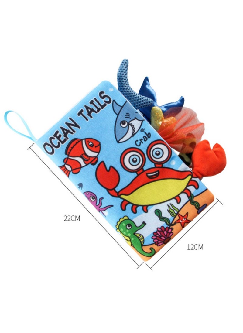 Baby Animal Tail Cloth Book Educational Toy Book Tear-resistant Baby Cloth Book Enlightenment Early Education Toy Book,Giraffe
