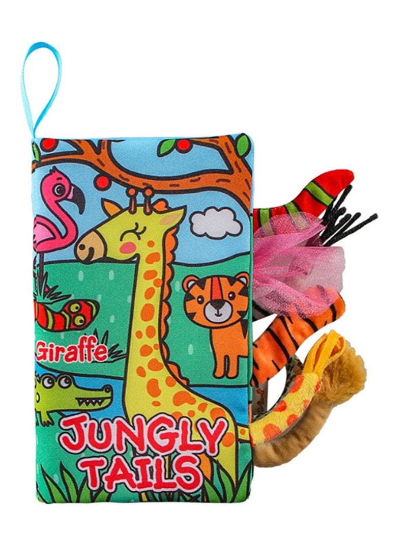 Baby Animal Tail Cloth Book Educational Toy Book Tear-resistant Baby Cloth Book Enlightenment Early Education Toy Book,Giraffe
