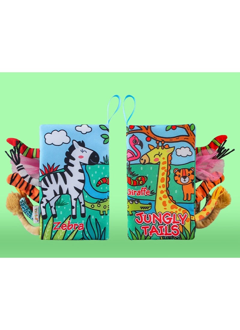 Baby Animal Tail Cloth Book Educational Toy Book Tear-resistant Baby Cloth Book Enlightenment Early Education Toy Book,Giraffe