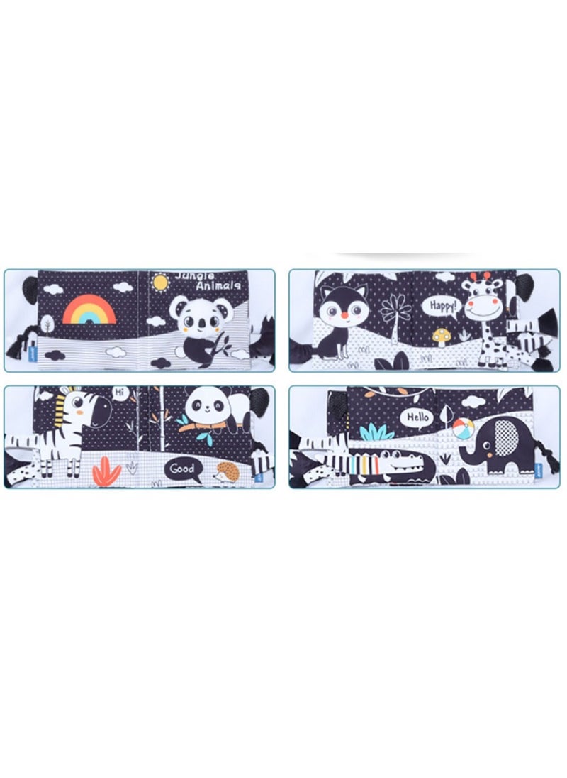 Baby Animal Tail Cloth Book Educational Toy Book Tear-resistant Baby Cloth Book Enlightenment Early Education Toy Book,Black White Koala Tail