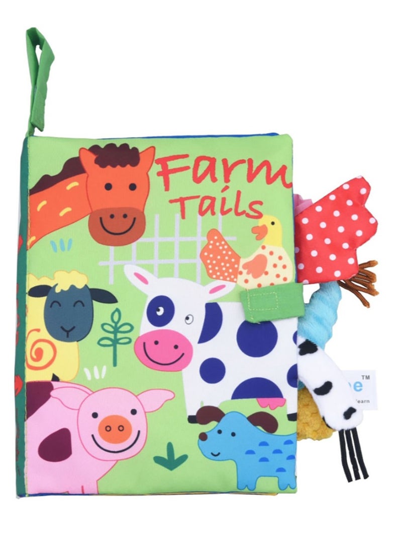 Baby Animal Tail Cloth Book Educational Toy Book Tear-resistant Baby Cloth Book Enlightenment Early Education Toy Book,Farm Tail