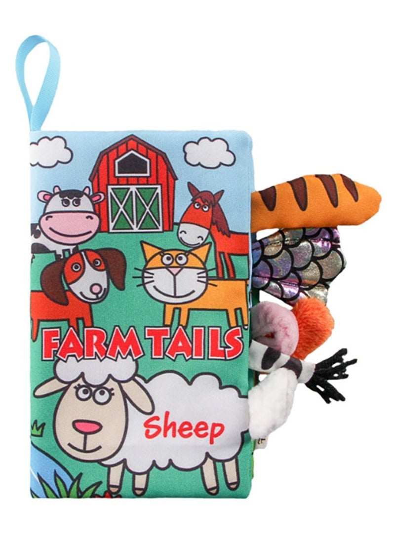 Baby Animal Tail Cloth Book Educational Toy Book Tear-resistant Baby Cloth Book Enlightenment Early Education Toy Book,Sheep