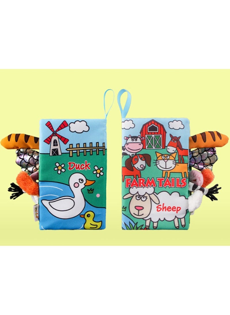 Baby Animal Tail Cloth Book Educational Toy Book Tear-resistant Baby Cloth Book Enlightenment Early Education Toy Book,Sheep