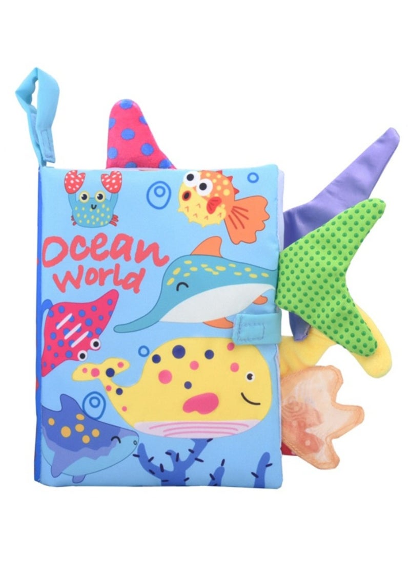 Baby Animal Tail Cloth Book Educational Toy Book Tear-resistant Baby Cloth Book Enlightenment Early Education Toy Book,Ocean Tail