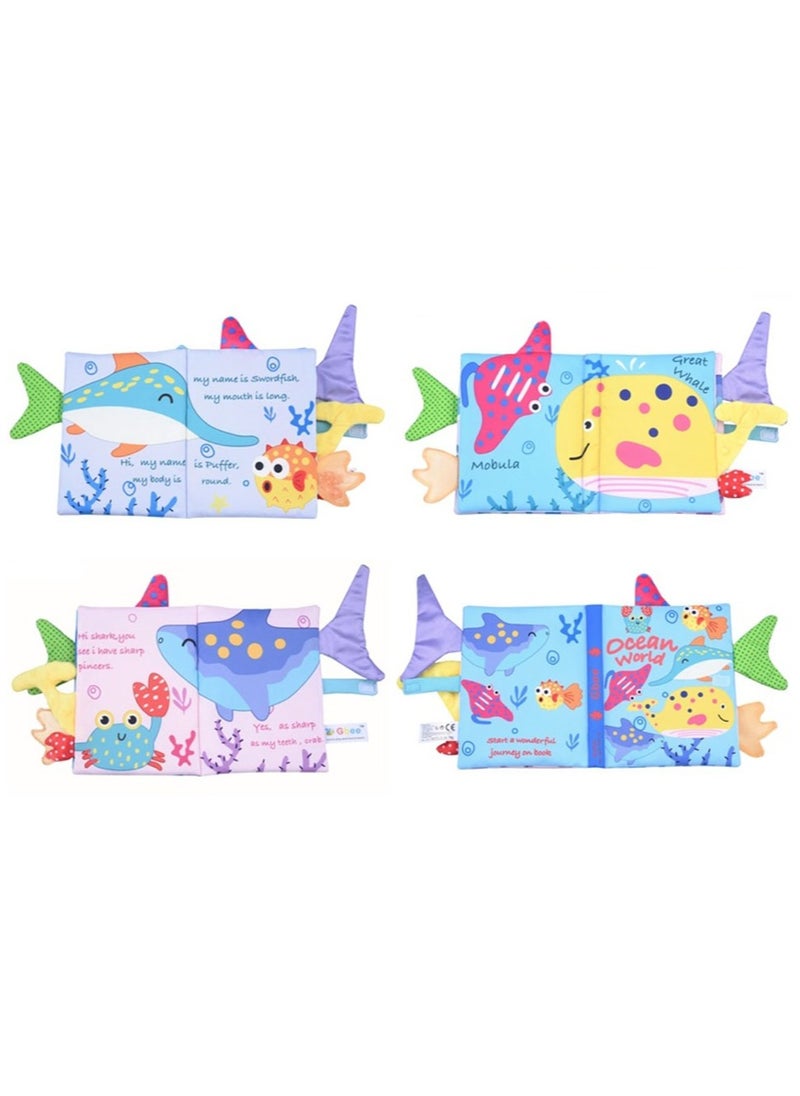 Baby Animal Tail Cloth Book Educational Toy Book Tear-resistant Baby Cloth Book Enlightenment Early Education Toy Book,Ocean Tail
