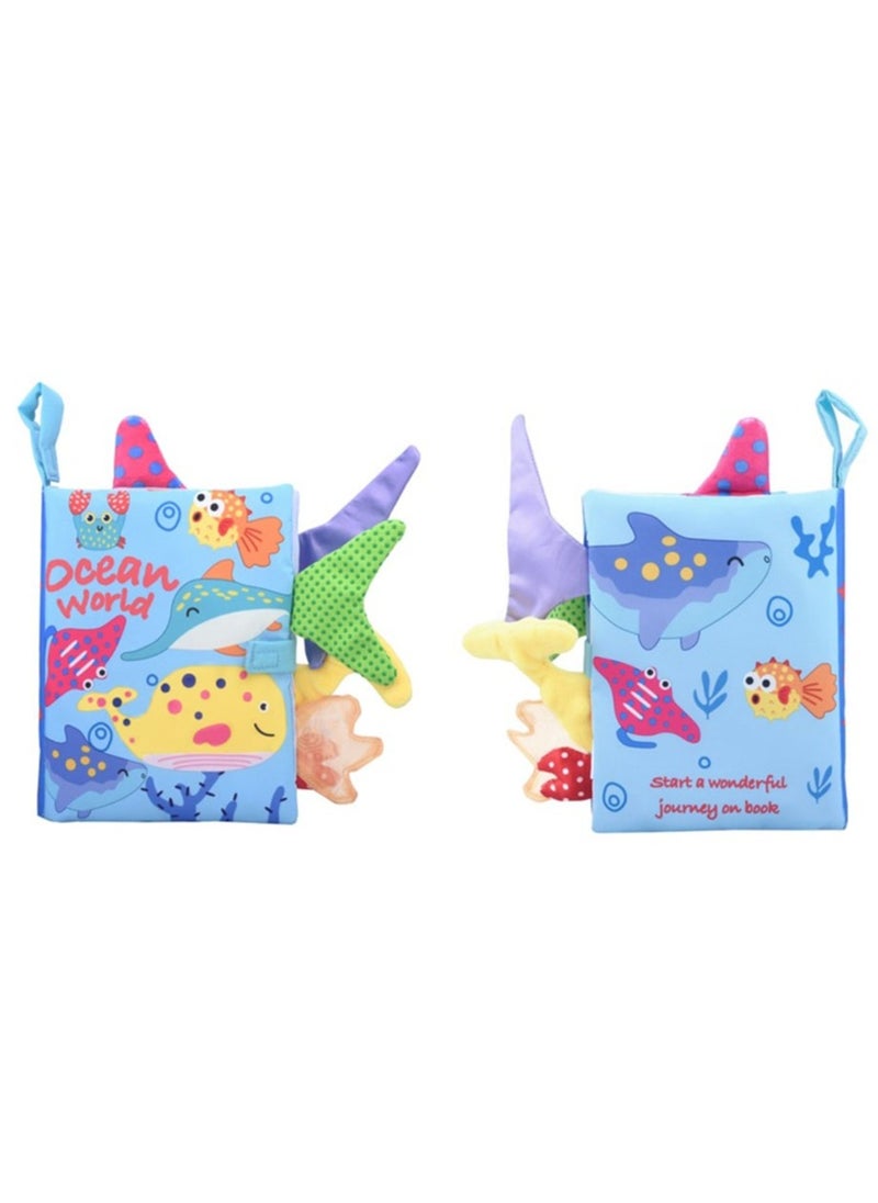 Baby Animal Tail Cloth Book Educational Toy Book Tear-resistant Baby Cloth Book Enlightenment Early Education Toy Book,Ocean Tail