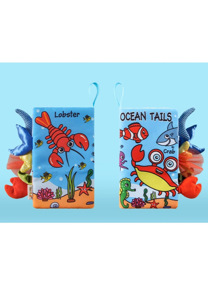 Baby Animal Tail Cloth Book Educational Toy Book Tear-resistant Baby Cloth Book Enlightenment Early Education Toy Book,Crab
