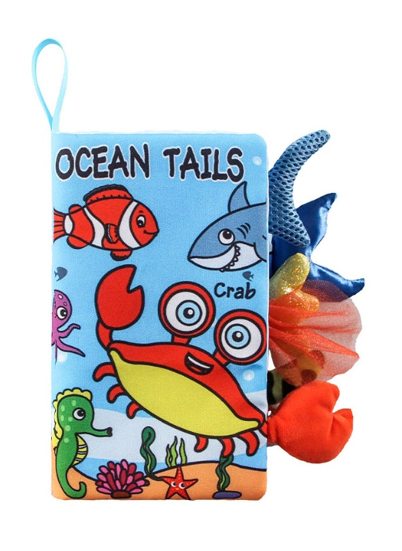Baby Animal Tail Cloth Book Educational Toy Book Tear-resistant Baby Cloth Book Enlightenment Early Education Toy Book,Crab