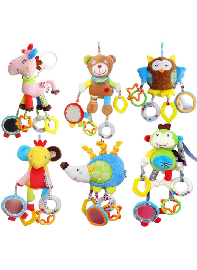 JJOVCE Baby Puzzle Soothing Doll Multifunctional Animal Bed Bell Bed Hanging Cart Pendant Baby Cloth Play Doll-Color:Lion Pendant