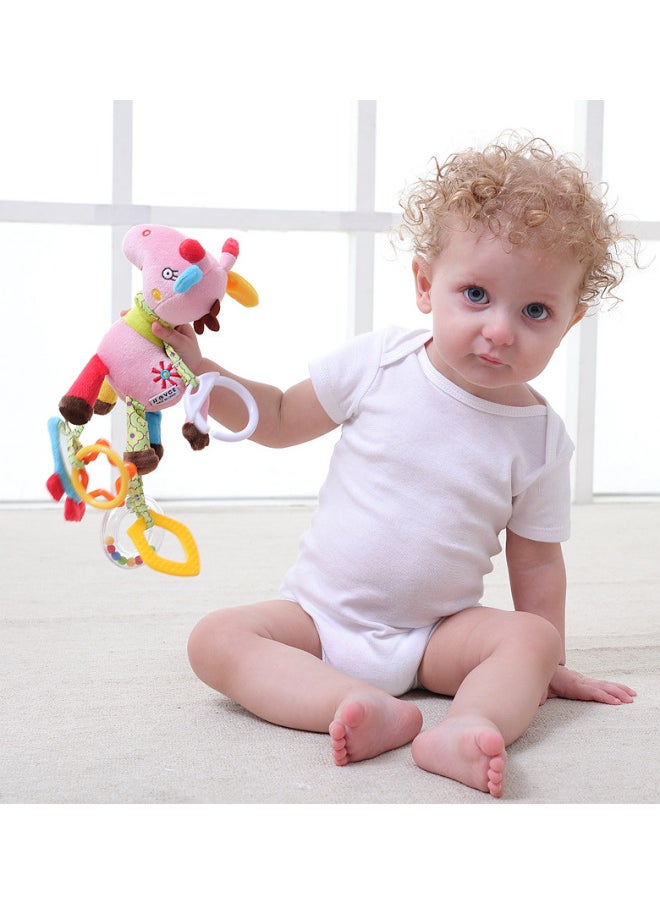 JJOVCE Baby Puzzle Soothing Doll Multifunctional Animal Bed Bell Bed Hanging Cart Pendant Baby Cloth Play Doll-Color:Lion Pendant