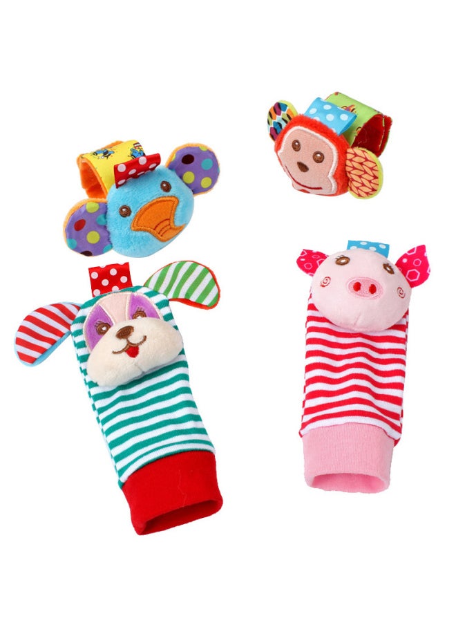 Baby Cartoon Animal Black White Red Wrist Rocking Bell Socks Newborn Wrist Strap Socks Suit Zipper Bag Packaging-Color:K049F  Wrist Strap + Socks ]