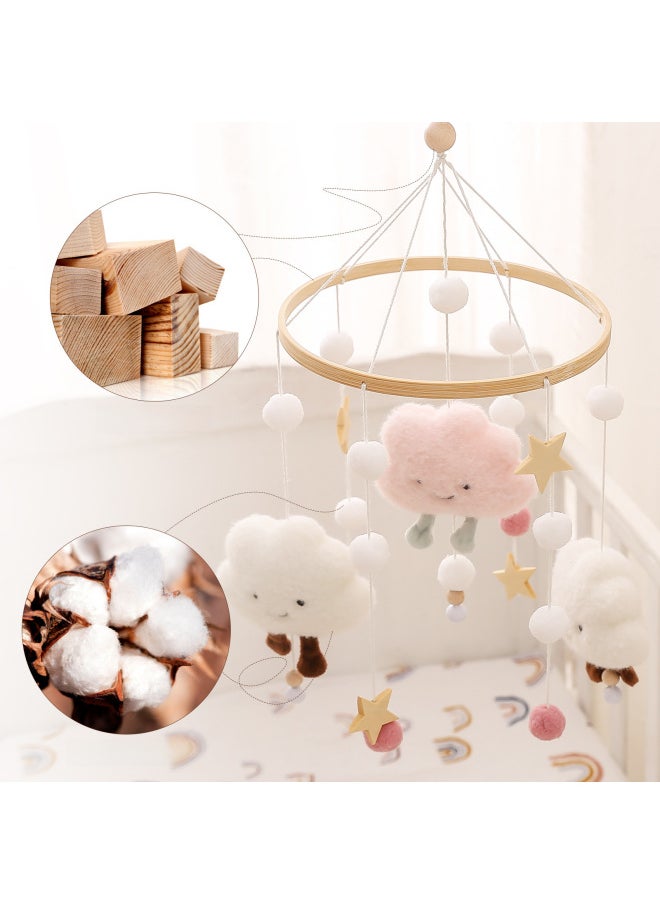 Cloud Hair Ball Wind Bell Bed Bell Baby Bed Decorative Pendant Children's Room Wall Decorations Hanging Ornaments Children's Wall Decorations-Color:clouds Stars Bed Bell Gray
