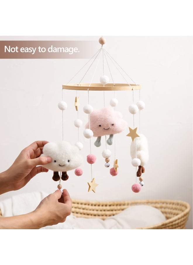 Cloud Hair Ball Wind Bell Bed Bell Baby Bed Decorative Pendant Children's Room Wall Decorations Hanging Ornaments Children's Wall Decorations-Color:clouds Stars Bed Bell Gray
