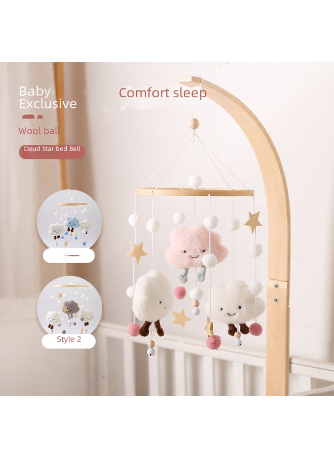 Cloud Hair Ball Wind Bell Bed Bell Baby Bed Decorative Pendant Children's Room Wall Decorations Hanging Ornaments Children's Wall Decorations-Color:clouds Stars Bed Bell Gray