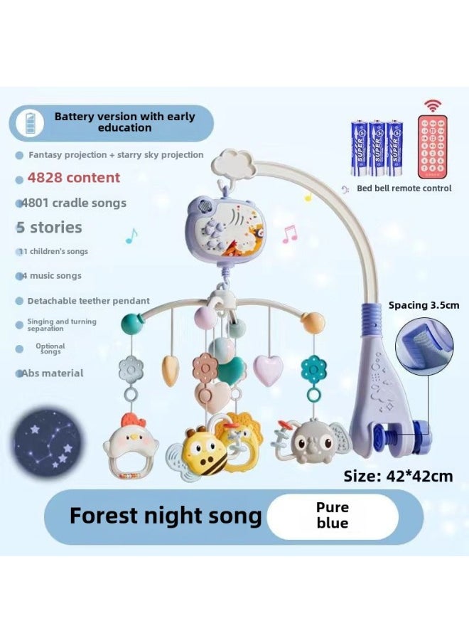 Newborn Baby Coax Bed Bell 0-1 Year Old Men's And Women's Treasure Toy Projection Music Rotating Puzzle Rattle Bed Bell-Color:668-30/blue Remote Control Projection Lamp Photocell