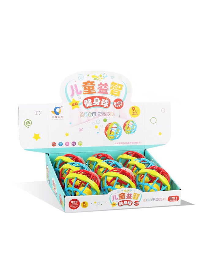 Display Box Infant Rattle Soothing Toy Cartoon Animal Hand Ball Soft Rubber Fitness Ball Double-headed Rattle-Color:511 Animal Rattle (9 Pack)