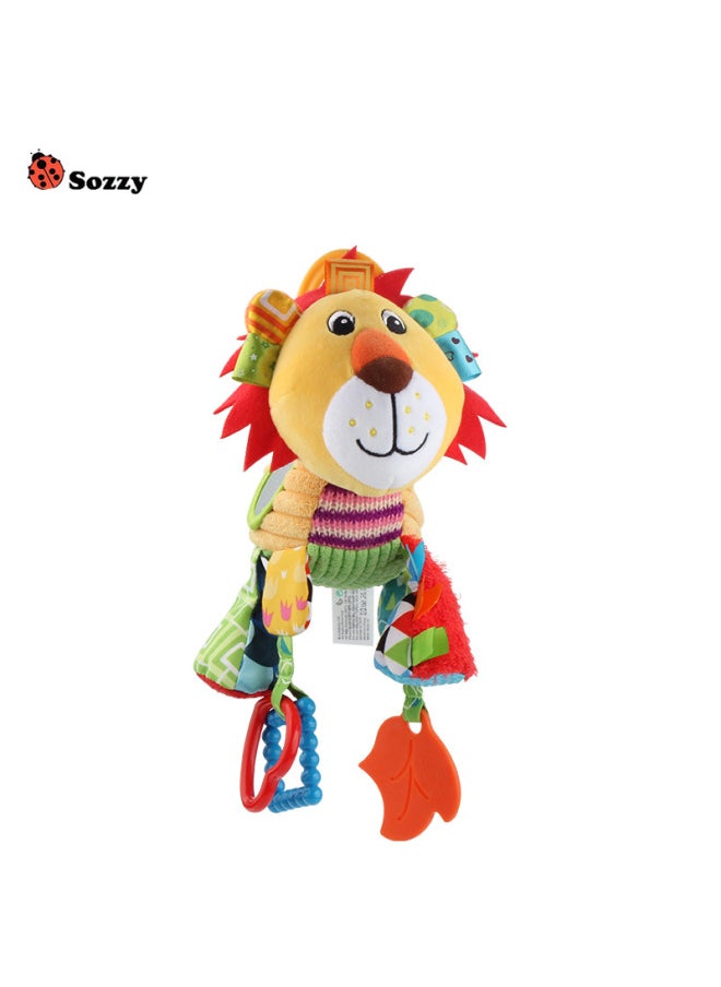 Sozzy Animal Baby Crib Trailer Hanging Music Box Baby Bell Holding Doll Baby Plush Toy Wholesale-Color:Sozy Bell Lion
