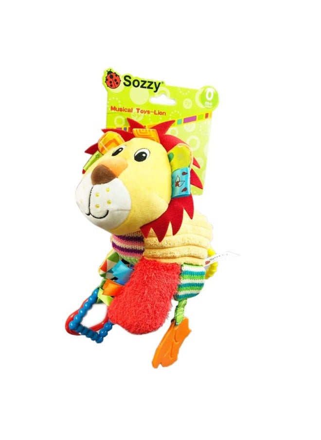 Sozzy Animal Baby Crib Trailer Hanging Music Box Baby Bell Holding Doll Baby Plush Toy Wholesale-Color:Sozy Bell Lion