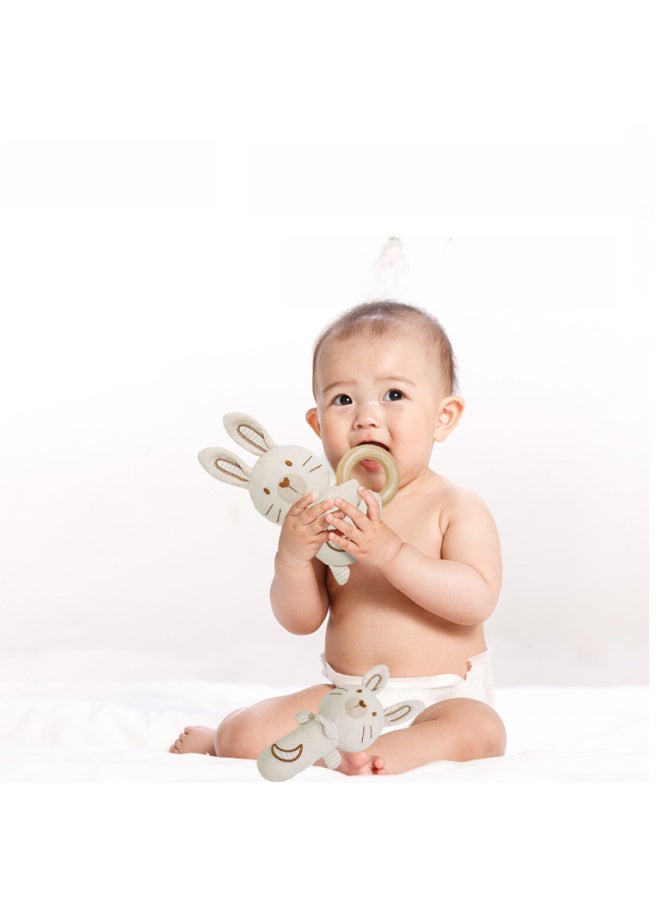Kakiblin Baby Rattle Suit Baby Can Bite Organic Cotton Newborn Full Moon Gift Soothing Toy-Color:Lion Organic Cotton Rattle Combination (boxed)