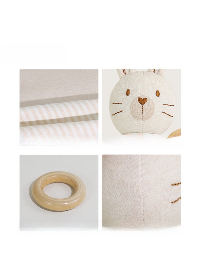 Kakiblin Baby Rattle Suit Baby Can Bite Organic Cotton Newborn Full Moon Gift Soothing Toy-Color:Lion Organic Cotton Rattle Combination (boxed)