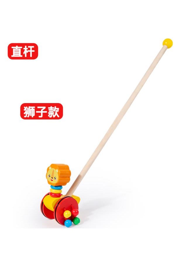 Wooden Baby Cartoon Animal Single Pole Trolley 0-3 Years Old Baby Walker Early Education Educational Toys