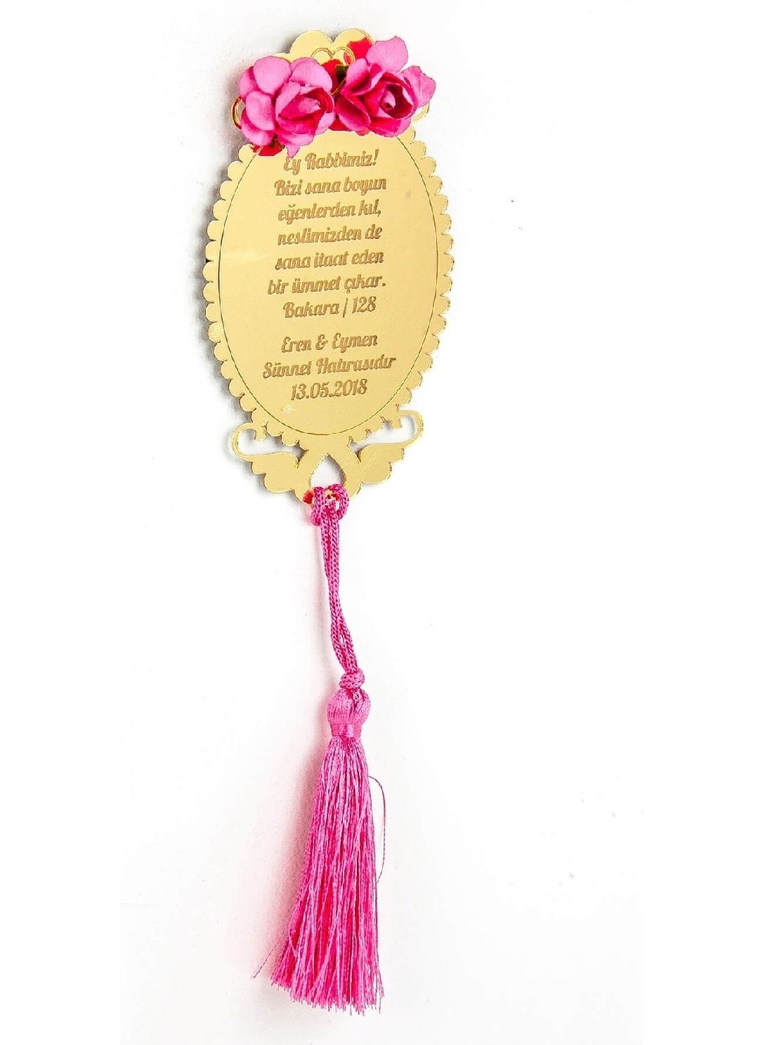 10 Pieces Mirrored Plexiglass Magnetic Wardrobe Ornament Pink Tassel