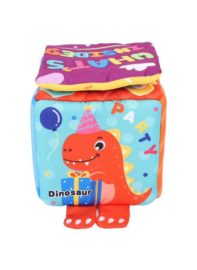 Baby Tissue Box Toy Cute Cartoon Early Educational Soft Stuffed Sensory Toys with 8 Scarves 3 Tissues for Infants Toddlers Christmas Shower Gifts Dinosaur