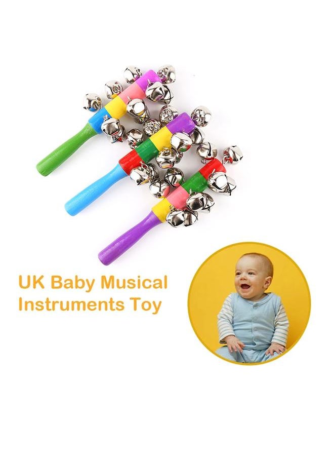 3Pcs Christmas Hand Jingle Bells Toys Rainbow Percussion Shaker Rattle Musical Rhythm Early Educational