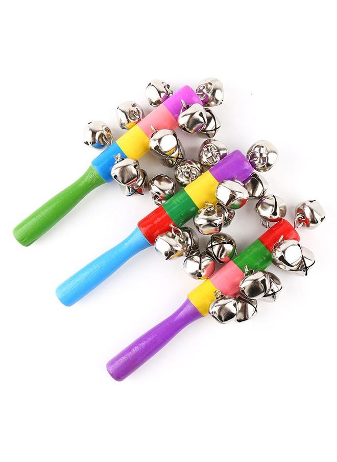 3Pcs Christmas Hand Jingle Bells Toys Rainbow Percussion Shaker Rattle Musical Rhythm Early Educational