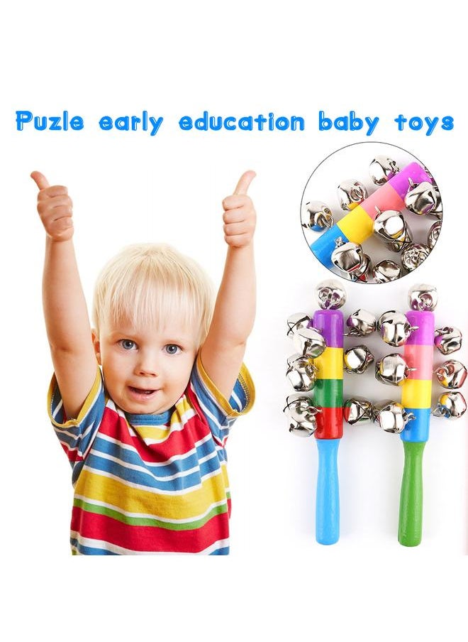 3Pcs Christmas Hand Jingle Bells Toys Rainbow Percussion Shaker Rattle Musical Rhythm Early Educational