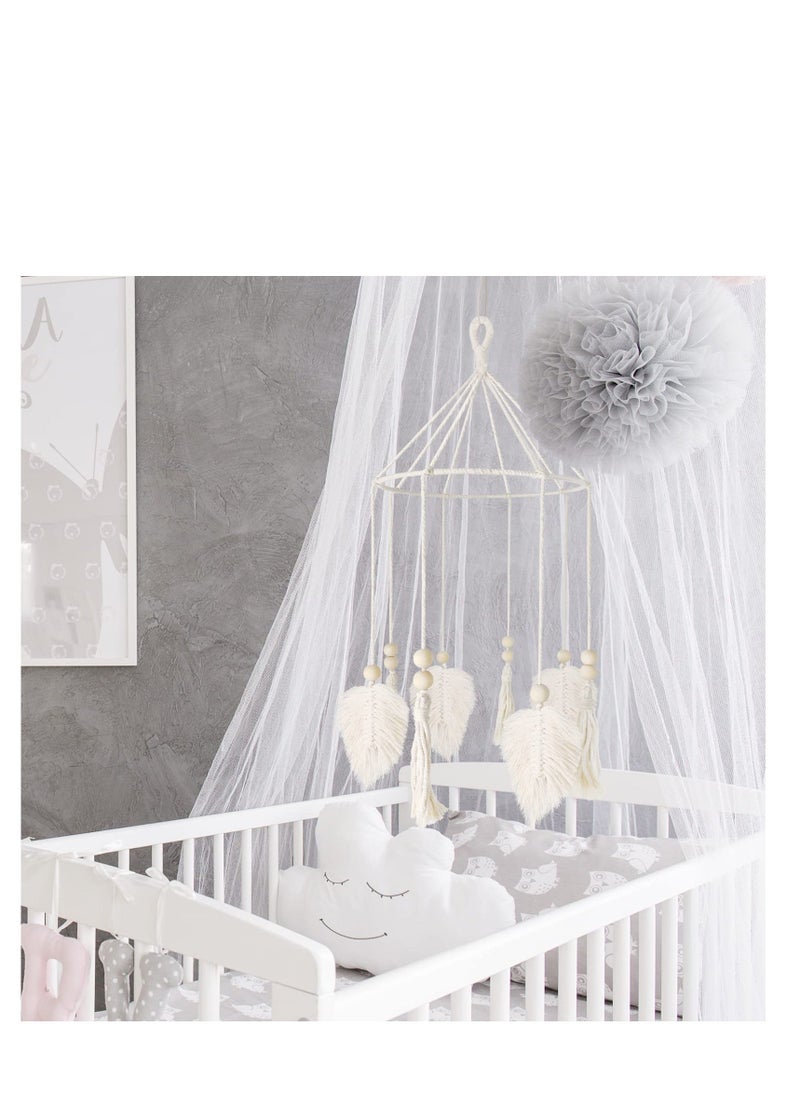 Boho Crib Mobile,Neutral Baby Mobile,Baby Mobile for Crib,Boho Nursery Decor,Handmade Ceiling Decoration