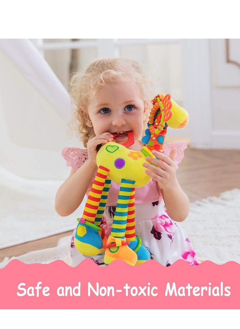 Car Seat Toys, Hanging Baby Stroller Toys Rattles 0-11 Months for Colorful Animal Bell Rattle Infants Sensory Soft Musical Moving Newborn Boys Girls Gifts