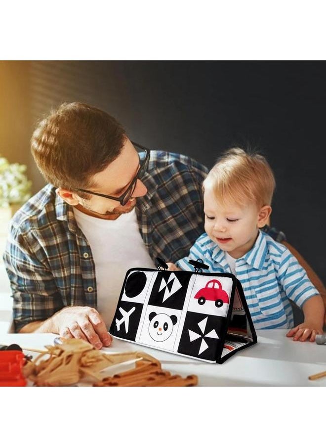 Tummy Time Mirror Toy for Baby High Contrast Activity Teether Black and White Toys Infant Sensory
